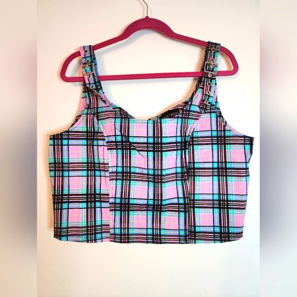 Dollskill school girl set. Skirt and top xxl. Pink turquoise.  barbiecore
